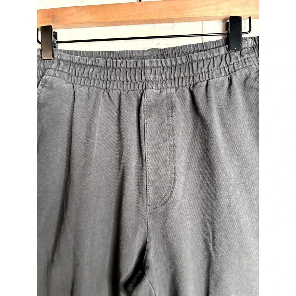 Uniqlo Washed Jersey Ankle Pants Mens S Charcoal Gray Cotton Stretch Drawstring